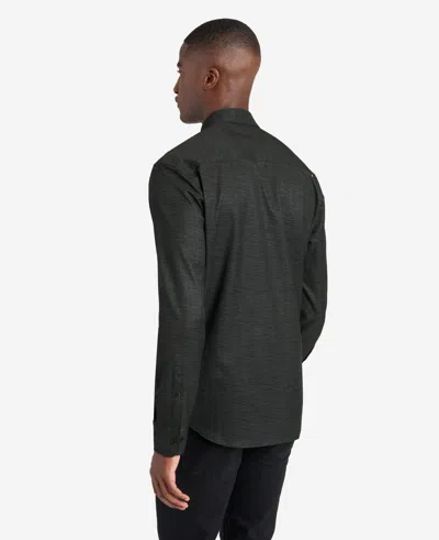 Kenneth Cole Stretch Print Button-down Shirt In Black