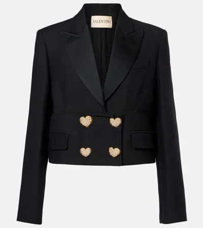 Valentino Double-breasted Cropped Blazer In Black