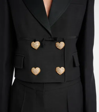 Valentino Double-breasted Cropped Blazer In Black