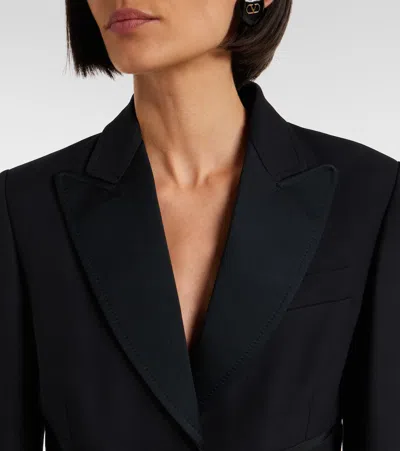 Valentino Double-breasted Cropped Blazer In Black