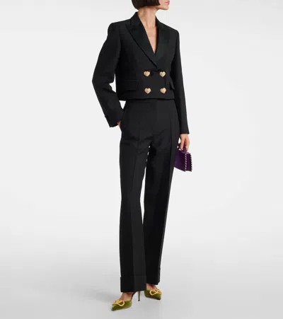 Valentino Double-breasted Cropped Blazer In Black