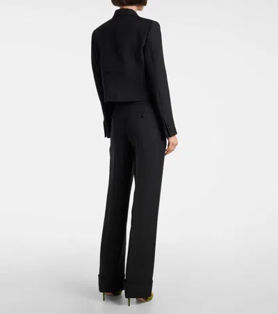 Valentino Double-breasted Cropped Blazer In Black