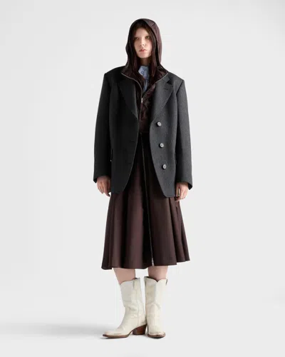 Prada Re-nylon Zip-front Midi Skirt In Brown