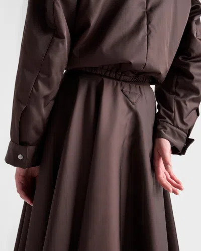 Prada Re-nylon Zip-front Midi Skirt In Brown