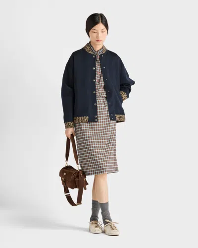 Prada Checked Stretch Georgette Midi Skirt In Multi