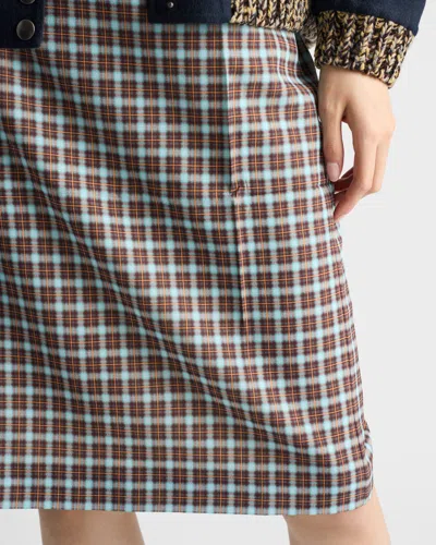 Prada Checked Stretch Georgette Midi Skirt In Multi