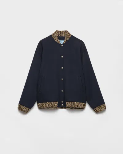 Prada Double Cashmere And Wool Bomber Jacket In Blue