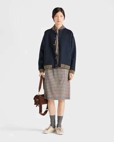 Prada Double Cashmere And Wool Bomber Jacket In Blue