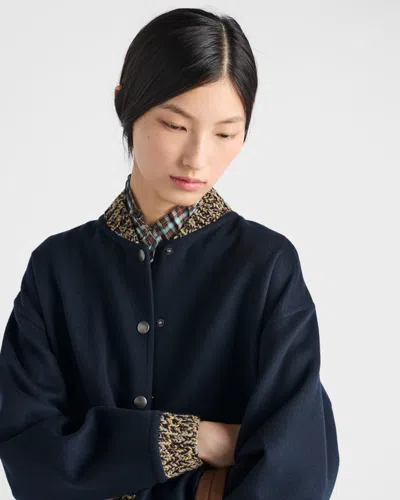 Prada Double Cashmere And Wool Bomber Jacket In Blue