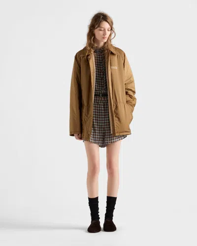 Prada Fleece-lined Re-nylon Jacket In Brown