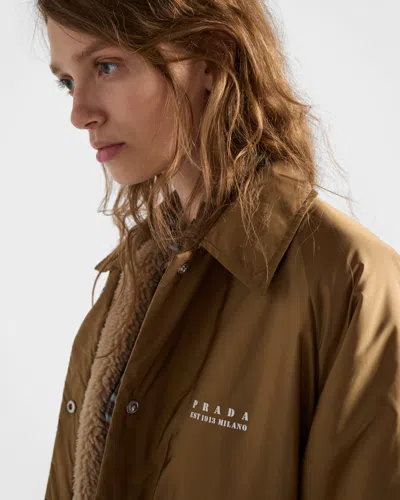 Prada Fleece-lined Re-nylon Jacket In Brown