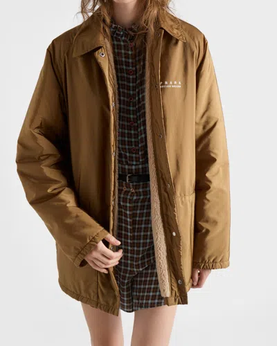 Prada Fleece-lined Re-nylon Jacket In Brown