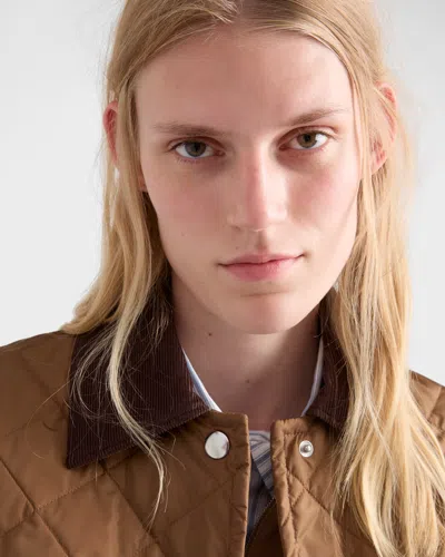 Prada Light Re-nylon Cropped Jacket In Burgundy