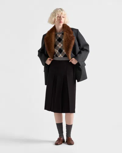 Prada Sablé Satin Skirt In Black