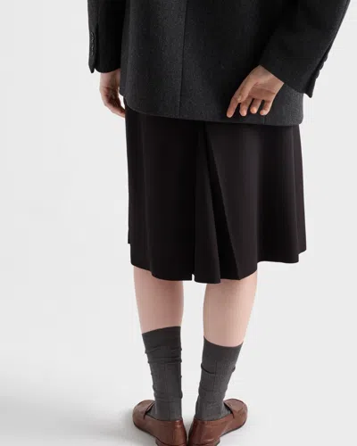 Prada Sablé Satin Skirt In Black