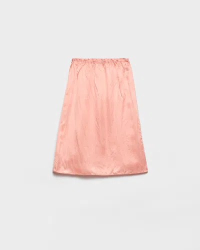 Prada Washed Satin Skirt In Orange