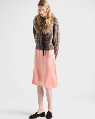 Prada Washed Satin Skirt In Orange