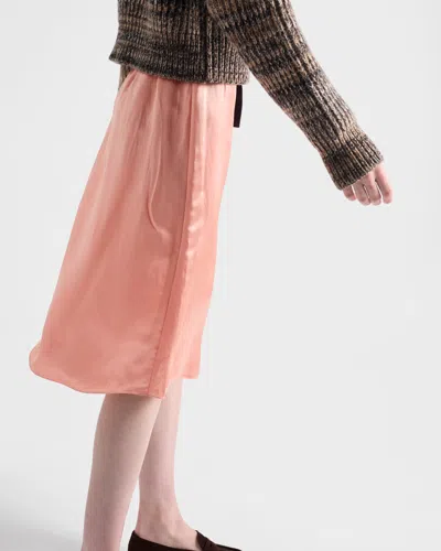 Prada Washed Satin Skirt In Orange