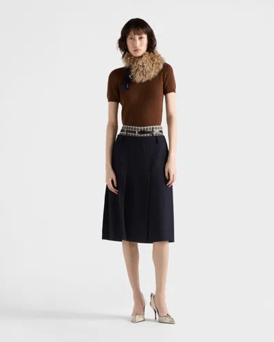 Prada Short Sleeve Cashmere Sweater In Brown