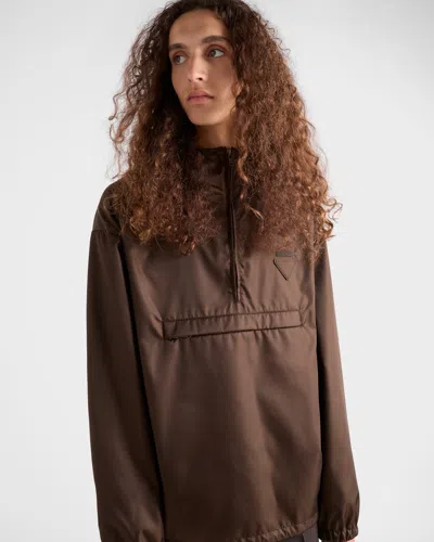 Prada Re-nylon Anorak In Brown