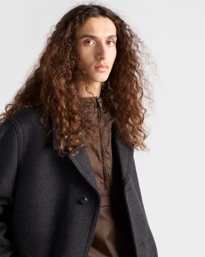 Prada Re-nylon Anorak In Brown