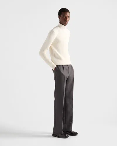 Prada Wool And Silk Pants In Gray