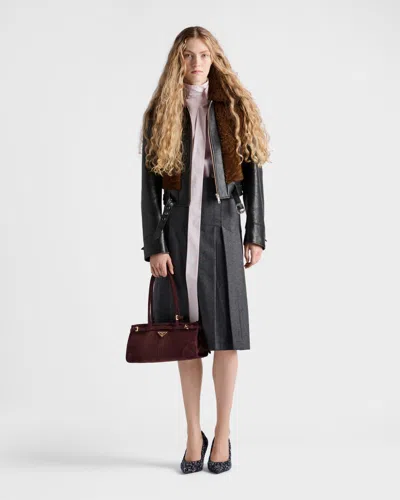 Prada Black Leather And Sheepskin Jacket In Brown
