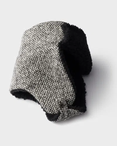 Prada Tweed Trapper Hat In Multi