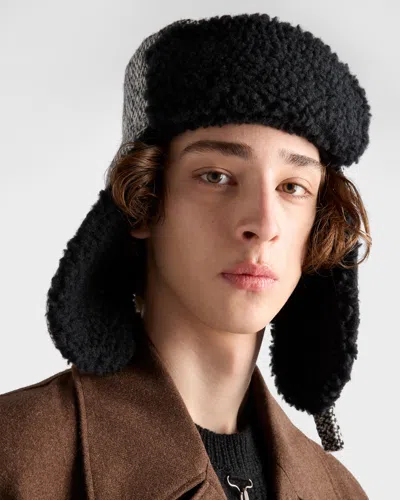 Prada Tweed Trapper Hat In Multi