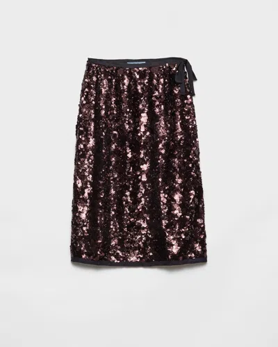 Prada Embroidered Sequin Skirt In Metallic