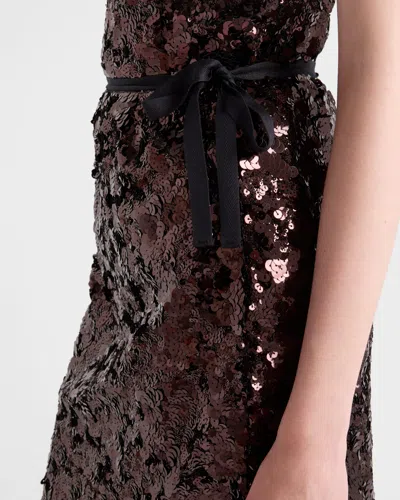 Prada Embroidered Sequin Skirt In Metallic