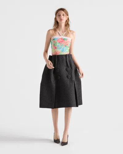 Prada Floral Print Cotton Spaghetti Strap Top In Multi