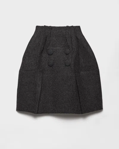 Prada Shetland Wool Midi Skirt In Gray