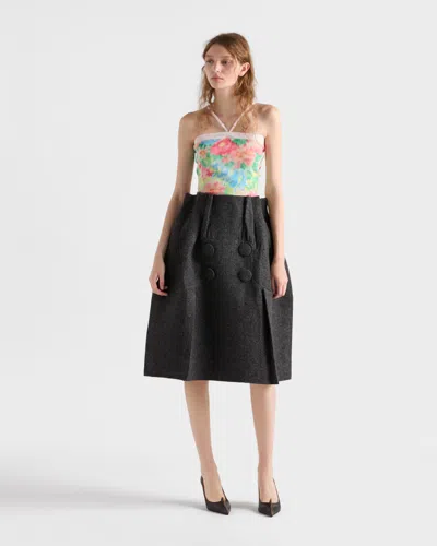 Prada Shetland Wool Midi Skirt In Gray