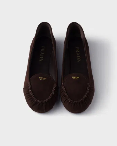 Prada Suede Loafers In Brown