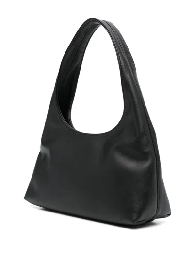 Apc Rounded Silhouette Shoulder Bag With Bold Logo In Black