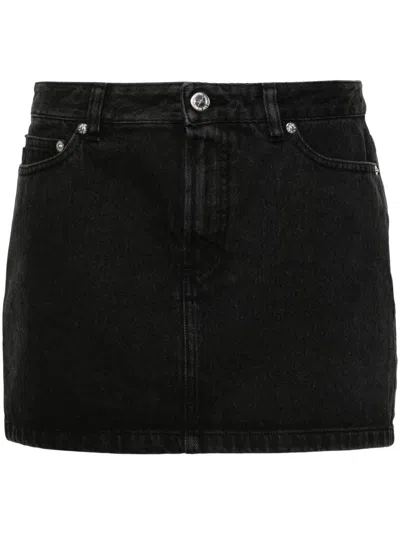 Apc A.p.c. Black Denim Mini Skirt In Black