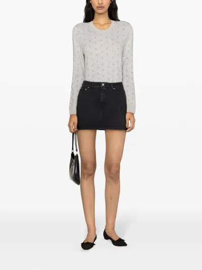 Apc A.p.c. Black Denim Mini Skirt In Black