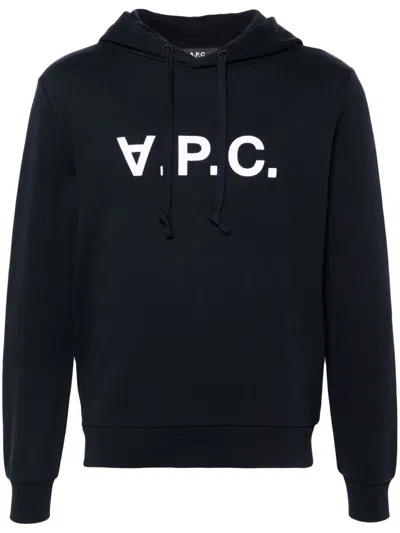 Apc A.p.c. Milo Hoodie With Flocked Logo Print In Black