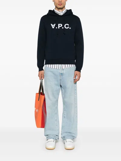 Apc A.p.c. Milo Hoodie With Flocked Logo Print In Black