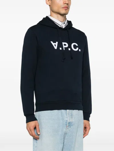 Apc A.p.c. Milo Hoodie With Flocked Logo Print In Black
