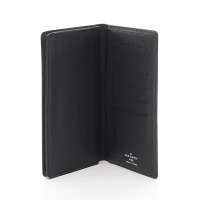 Pre-owned Louis Vuitton Ardoise Black Taiga Leather Leather Long Wallet (bi-fold) () In Multi