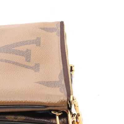 Pre-owned Louis Vuitton Beige Brown Coated Canvas Monogram Reverse Pvc Leather Pochette Shoulder Bag (pre-owne