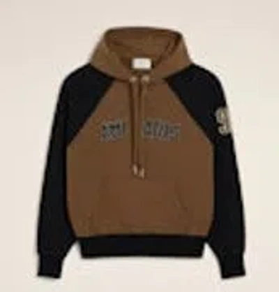 Ami Alexandre Mattiussi Ami Paris Men Cotton Colorblock Hoodie In Brown