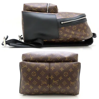 Pre-owned Louis Vuitton Black Brown Canvas Leather Backpack ()