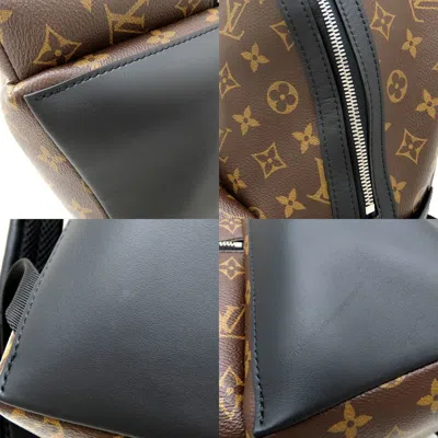 Pre-owned Louis Vuitton Black Brown Canvas Leather Backpack ()