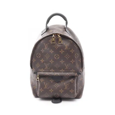 Pre-owned Louis Vuitton Black Brown Pvc Coated Canvas Leather Backpack ()