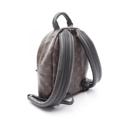 Pre-owned Louis Vuitton Black Brown Pvc Coated Canvas Leather Backpack ()