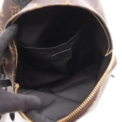 Pre-owned Louis Vuitton Black Brown Pvc Coated Canvas Leather Backpack ()