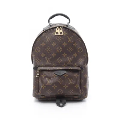 Pre-owned Louis Vuitton Black Brown Pvc Coated Canvas Leather Backpack ()